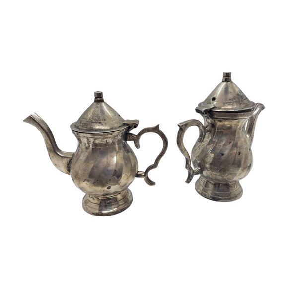 Vintage Silver Plated Miniature Tea Set Coffee Tea Pot Tray Creamer Sugar - Picture 4 of 16